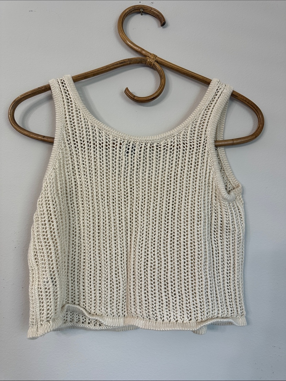 Women's Cream Open-Knit Tank Top - A New Day - Picture 3 of 3